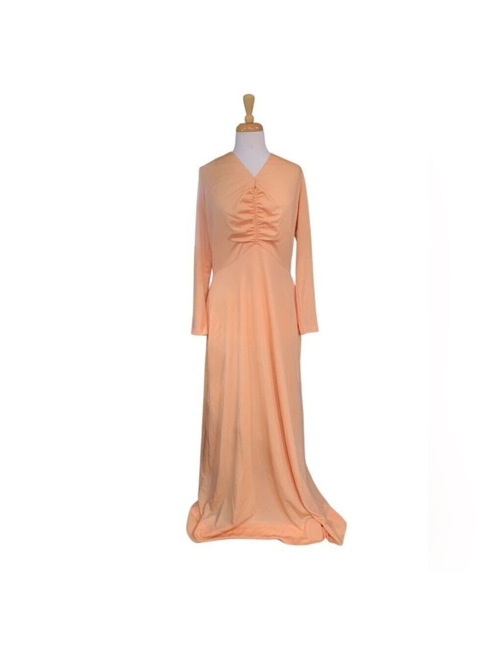 Vntg 70’s peachy long sleeved maxi dress vintage size 20 T